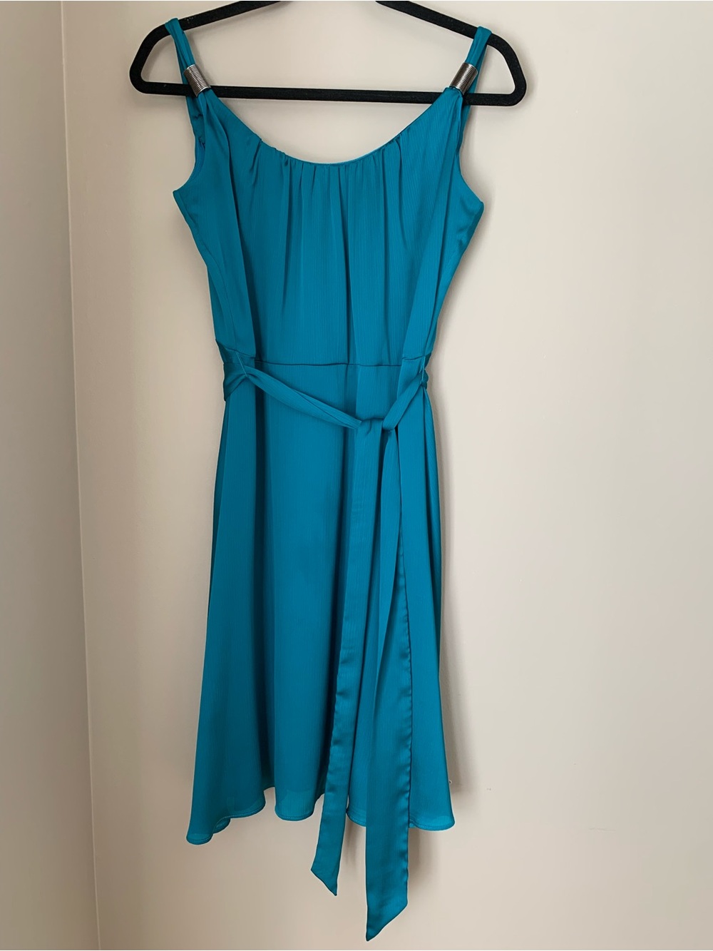 le chateau Teal Belted Midi Dress